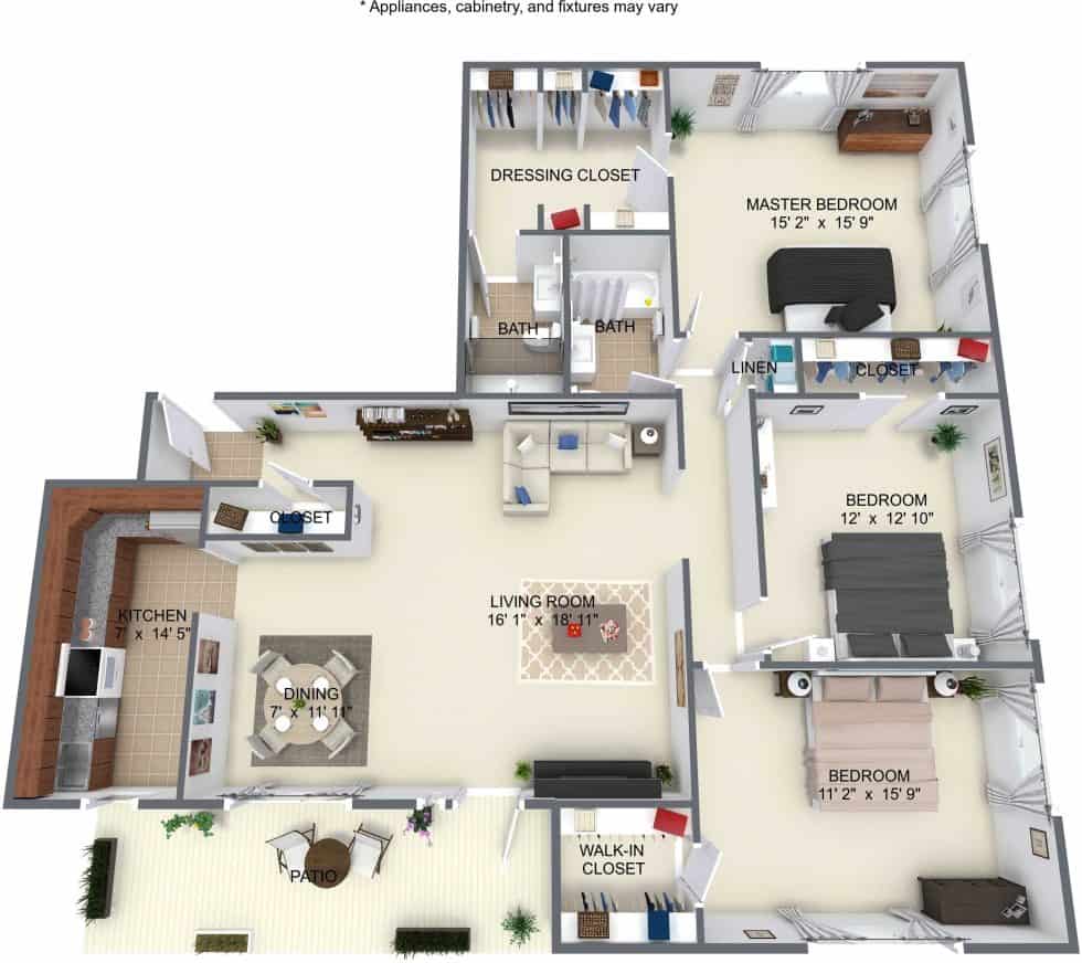 Floor Plans - One, Two & Three Bedroom Apartments in Arlington ...